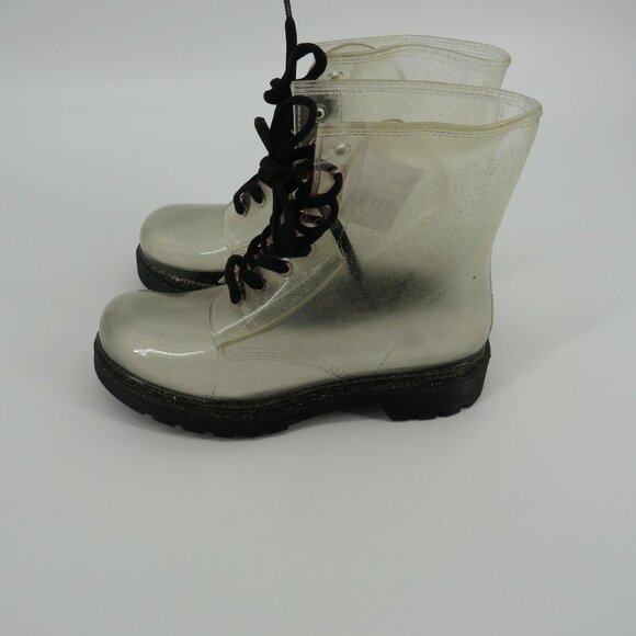 G Six Workshop Women's Ankle Boots Clear Gold Glitter 35 (4) NEW - Picture 2 of 5